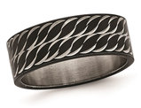 Men's or Ladies Black Plated Stainless Steel Diamond Cut Ring Band